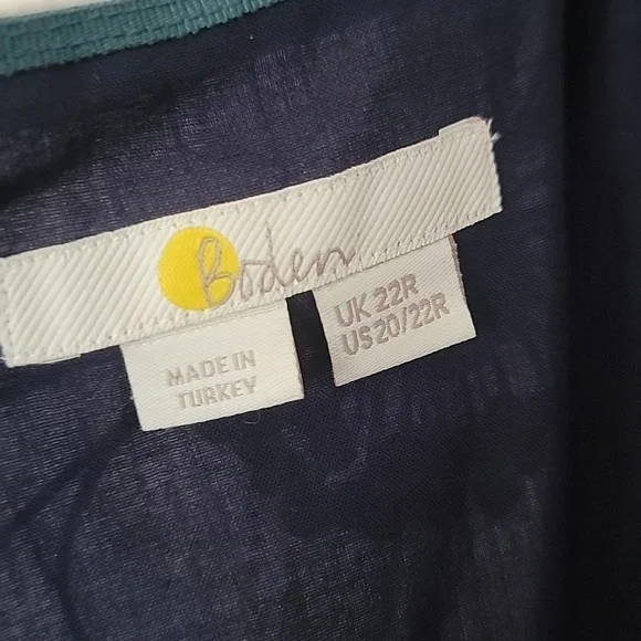 Boden British Style Violet Square Neck Midi Dress Blue White Floral 20 22 R - Picture 9 of 10